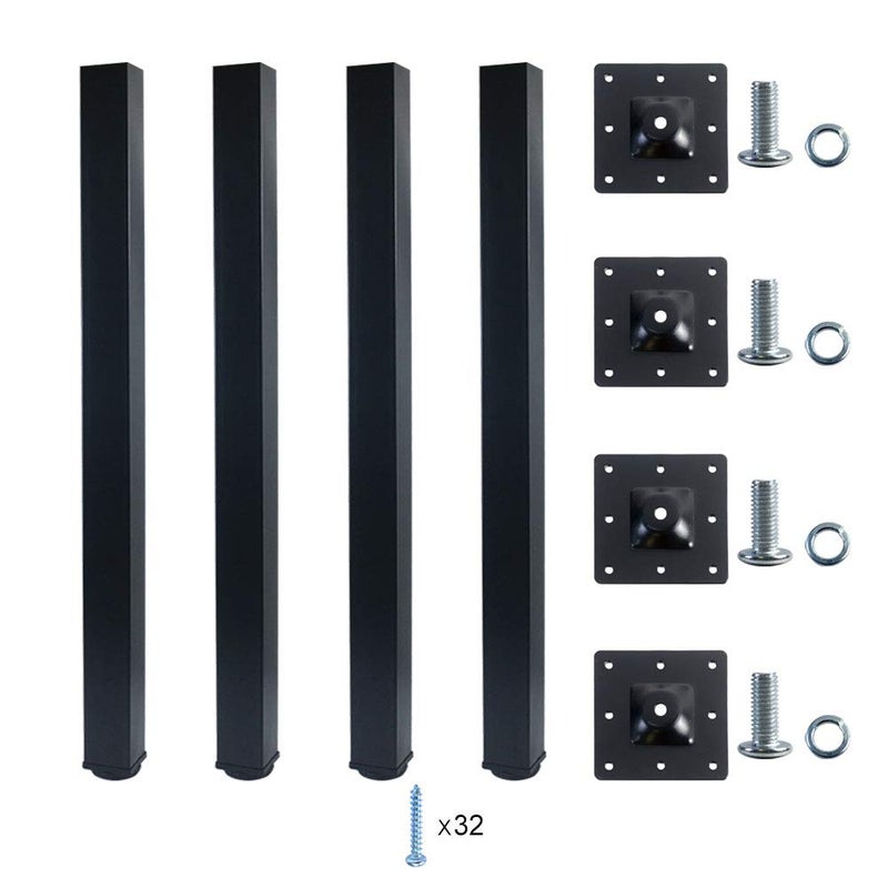 QLLY 30 inch Adjustable Metal Furniture Legs, Square Office Table Desk Leg, Set of 4 (Black) - Image 5